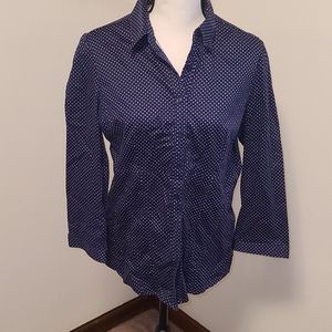 New York & Company Navy Blue Button Down Blouse!